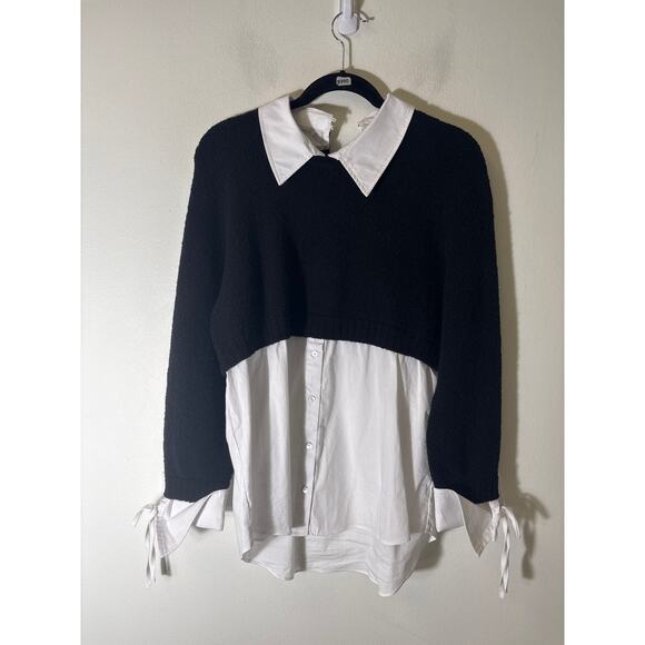 Cinq à Sept Sweaters - Cinq A Sept Black Sweater With Mock White Shirt (One PIece) Sz L